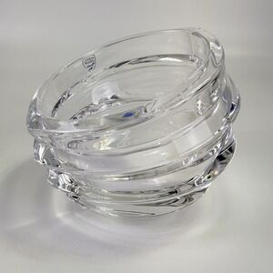 ORREFORS Sweden Crystal Bowl Kosta Boda Eko 6" Slanted Opening Heavy Thick
